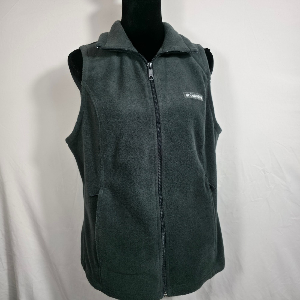 Columbia Womens Fleece Vest Dark Gray Full Zip Sleeveless Jacket W506